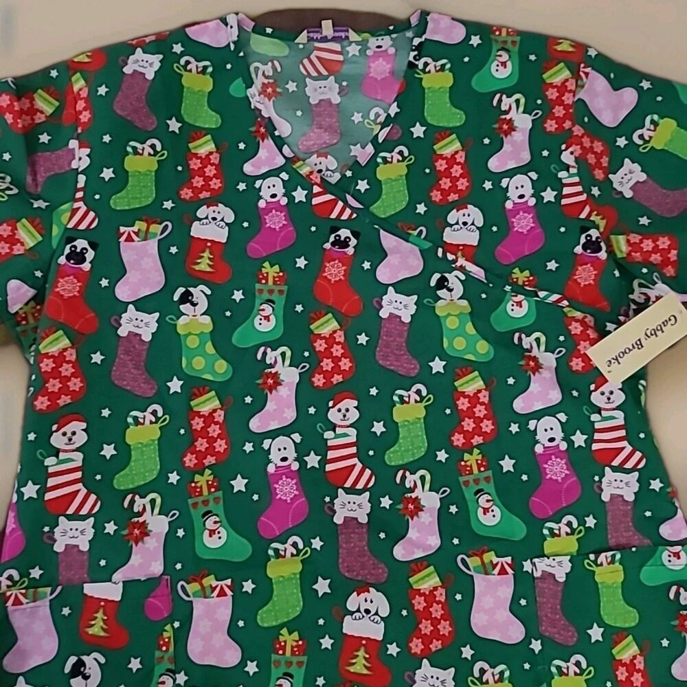 Gabby Brooke Scrubs Nursing Hospital Nurse Hygienist Stockings Christmas NEW NWT